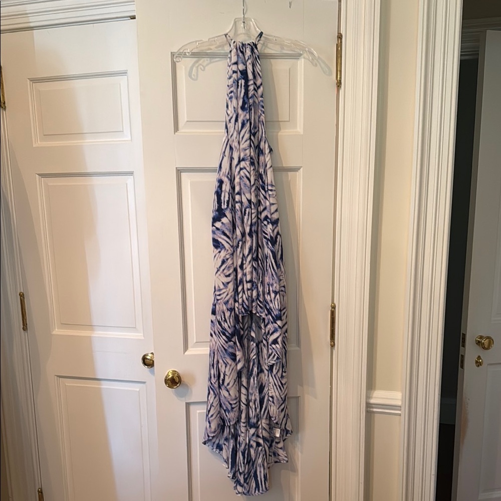 Karlie Blue and White High Low Dress